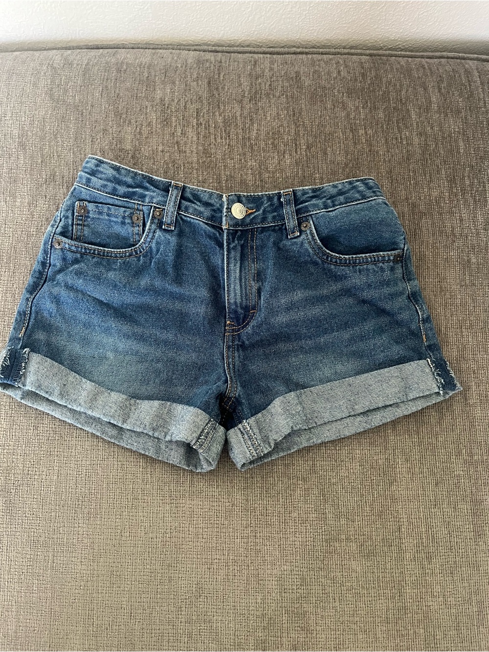 Girls Denim Roll-Cuff Shorts - Blue